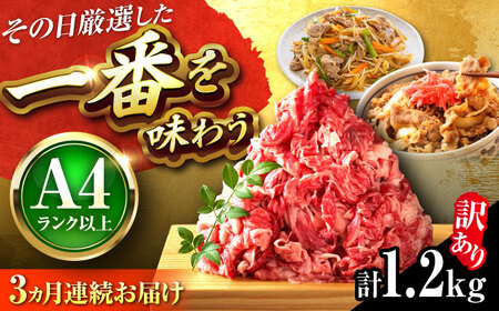 【全3回定期便】【訳あり】博多和牛切り落とし1.2kg[BGAB092] 肉 定期便 訳アリ