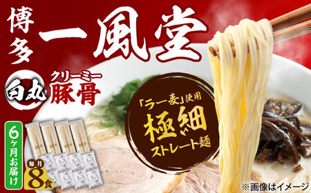 【全6回定期便】ラー麦使用「一風堂」とんこつラーメン 白丸(8食)[BGAD032]