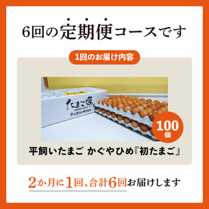 【定期便】かぐやひめ「初たまご」100個　6回（隔月）コース　06T-005