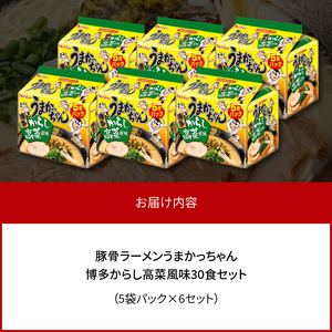 豚骨ラーメン うまかっちゃん 博多からし高菜風味 30食セット(5袋パック×6セット) _PC8706