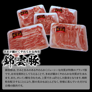 【ブランド豚肉】お米育ちの錦雲豚　ご自宅用1.5kgセット_FN0902