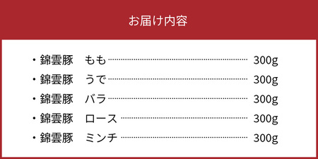 【ブランド豚肉】お米育ちの錦雲豚　ご自宅用1.5kgセット_FN0902