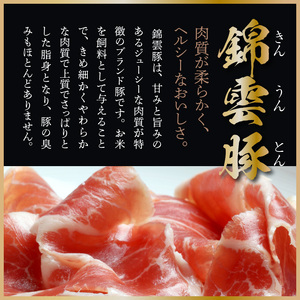 【ブランド豚肉】お米育ちの「錦雲豚」　ロース生ハム　3パック_FN1305