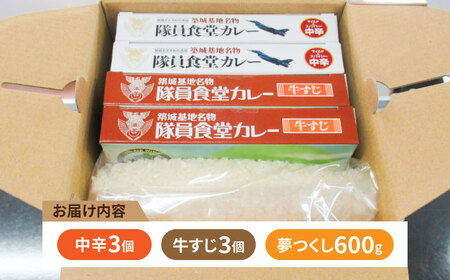 隊員食堂カレー（中辛２個・牛すじ２個）・お米600ｇセット《築上町》【NPO法人築上町観光協会】贈答 限定 レトルト 個包装 夢つくし[ABAX006] 12000円 1万2千円