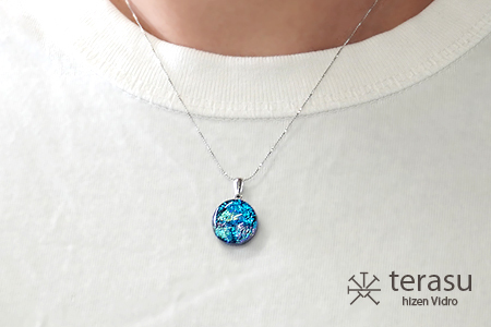 肥前びーどろネックレス(青・丸) 工芸品 伝統工芸品 副島硝子 ガラス アクセサリー ネックレス プレゼント ギフト 母の日 :B320-009