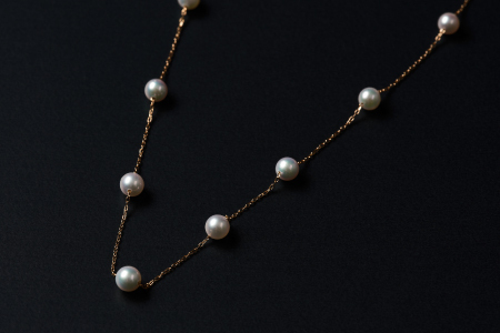 上品♪4.5mmアコヤ真珠のステーションネックレス 45cm ジュエリー アクセサリー ネックレス 真珠 パール 美穂野 佐賀市 ：C462-001