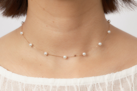 上品♪4.5mmアコヤ真珠のステーションネックレス 45cm ジュエリー アクセサリー ネックレス 真珠 パール 美穂野 佐賀市 ：C462-001