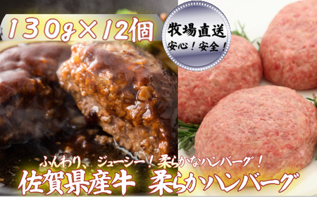 【牧場直送】佐賀産牛柔らかハンバーグ 12個：B200-044