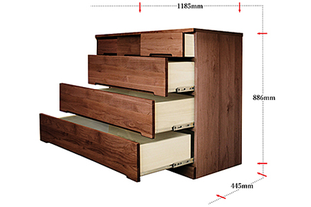 120LCBR 無垢材を使用したチェスト【諸富家具】:C173-007