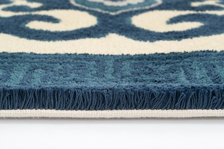 鍋島緞通 [手刺繍] 花菱龍唐草縁まんじ文 玉子地：C510-010