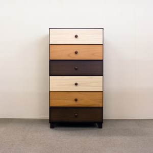 60チェスト6段マルーンⅡ【諸富家具】:C106-020