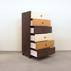 60チェスト6段マルーンⅡ【諸富家具】:C106-020