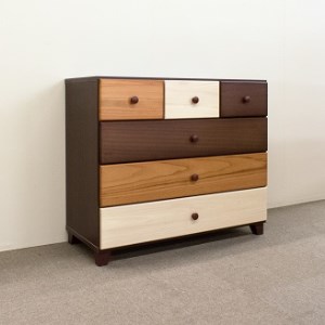 90ローチェスト4段マルーンⅡ【諸富家具】：C106-021