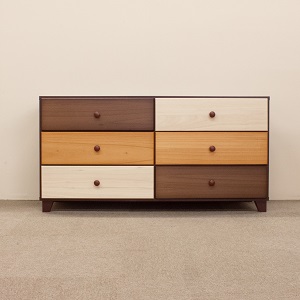 120ローチェスト3段マルーンⅡ【諸富家具】：C106-022