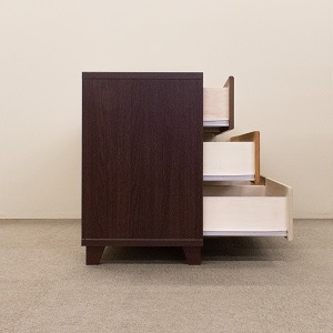 120ローチェスト3段マルーンⅡ【諸富家具】：C106-022