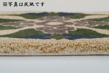 色をお選びいただけます　鍋島緞通[手刺繍]蟹牡丹中心柄 45×45cm：B950-002