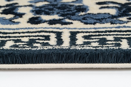 鍋島緞通[手刺繍]鍋島蔓牡丹縁まんじ文/原糸地 70×120cm：C510-004