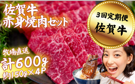 【定期便3回】佐賀牛 赤身焼肉セット 600g：B590-008