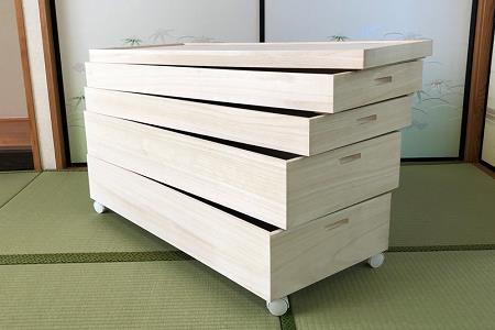 桐たんす 総桐収納 浅深4段キャスター付 KR-4DCM:B750-001