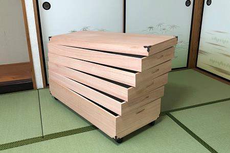 柿渋染め総桐衣裳箱 キャスター付5段 PKR-5C:B880-004