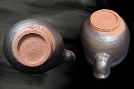 唐津焼 黒唐津もみじ片口 三代中野霓林作 黒唐津 もみじ 片口 酒器