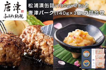 松浦漬缶詰(180g×2缶)と唐津バーグ(140g×3個)の詰合せ 総菜 おかず ご飯のおとも ギフト