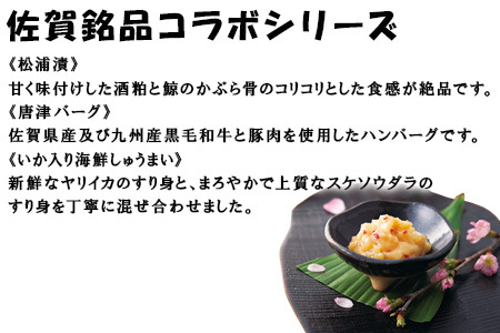 松浦漬小箱(180g×3箱)・唐津バーグ(140g×3個)・いか入り海鮮しゅうまい(８個入×1箱)・の詰合せ 総菜 おかず ご飯のおとも ギフト