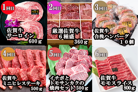 「定期便全6回」 佐賀牛 ステーキ・焼肉・ハンバーグ 寄附翌月から発送 (合計3.96kg) A5～A4等級 ギフト 贈り物