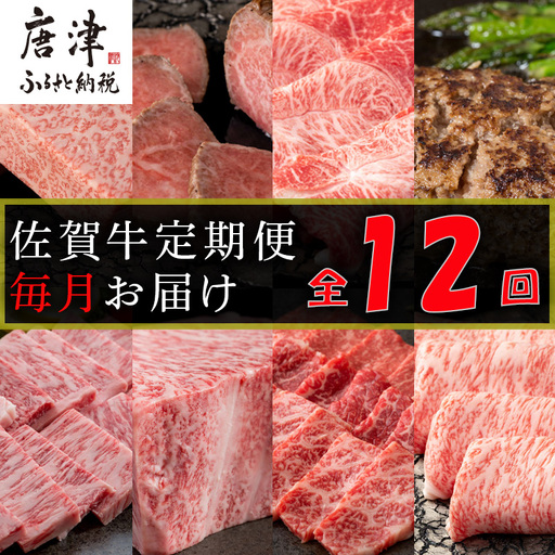 【定期便全12回】佐賀牛定期便「サーロイン(2回)・ローストビーフ(3回)・肩ロース・ハンバーグ(2回)・ロースブロック・カルビ(ロース)・カルビ(モモ)・しゃぶしゃぶ(ウデ)」 毎月発送いたします!