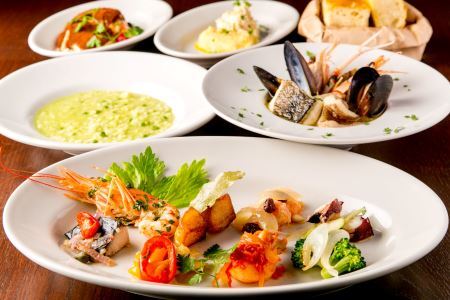 【銀座】オステリア ダ アダ 特産品ランチ・ディナー共通コース（飲み放題付） 4名様（1年間有効） お店でふるなび美食体験 FN-Gourmet954681