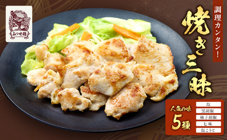 鶏肉 新みつせ鶏焼き三昧 5種 セット 塩焼 黒胡椒 柚子胡椒 七味 塩こうじ みつせ鶏 肉 お肉 鳥肉 BBQ おつまみ おかず