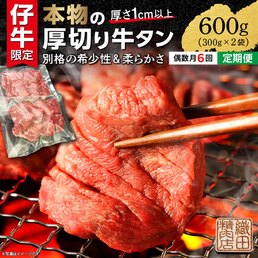 【定期便 偶数月×６回】厚切り牛タンステーキ 塩味 600g×6回 定期便 _k-28