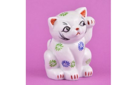 伊万里 美品 金運 猫磁器 幸運開運 2匹セット