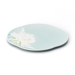 【伊万里焼】モイスト 色絵月下美人 木瓜プレート 028-H1187