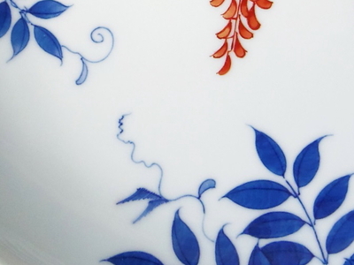 市川光山窯「色鍋島藤文蛤皿」 022-H1000