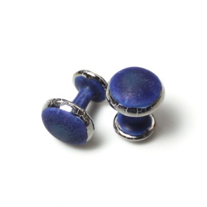 伊万里焼強化磁器カフスボタン（マット釉青） 029-H1014