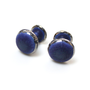 伊万里焼強化磁器カフスボタン（マット釉青） 029-H1014