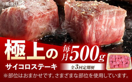 【3回定期便】佐賀牛 サイコロステーキ 500g /MKミート武雄[UEM025]