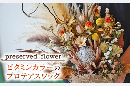 プリザーブドフラワー ビタミンカラーのプロテアスワッグ /はなぜん [UDC002] 壁飾り 花 インテリア プレゼント ギフト