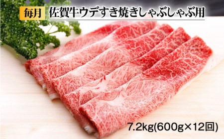 【12回定期便】佐賀牛 A5 すき焼き しゃぶしゃぶ 600g ウデ /焼肉どすこい [UCC018] 牛肉 肉 赤身 うで スライス