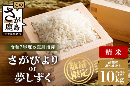 令和7年産 鹿島市産 [さがびよりor夢しずく] 10kg 1袋 【品種指定不可