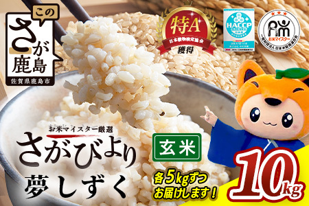 令和7年産 佐賀県産 さがびより 夢しずく 【玄米】 合計10kg (5kg×2種) 【お米マイスター厳選】B-120