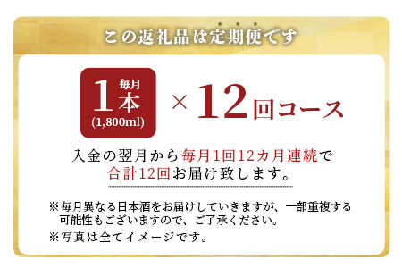  【酒処鹿島のうまか酒を12ヶ月毎月お届け】酒店厳選！純米大吟醸・大吟醸定期便 【日本酒 オススメ日本酒定期便 純米大吟醸 おすすめ日本酒 大吟醸日本酒定期便】V-18