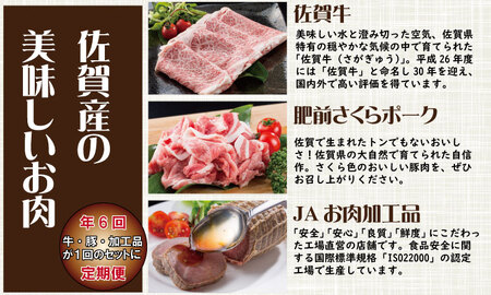 【定期便】 (年6回/奇数月お届け) 佐賀牛with肥前さくらポーク お肉の定期便 奇数月 Q250-001