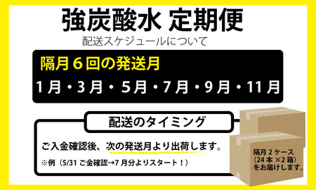 【定期便】（年/隔月）強炭酸水（500ml）2ケース（48本入り）×6回 水・ミネラルウォーター Q079-002