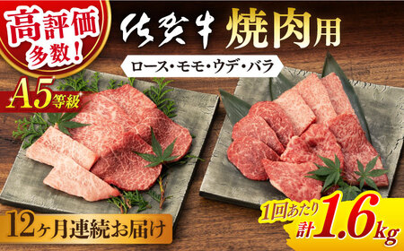 【先行予約】【12回定期便】佐賀牛 牛肉 A5 焼肉用 総計19.2kg NAB431 牛肉 定期便