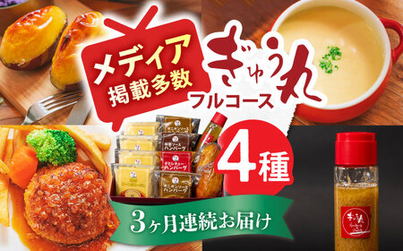 【3回定期便】ハンバーグ ぎゅう丸フルコースセット NCQ116 ハンバーグ定期便