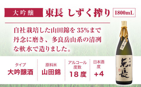 日本酒 大吟醸 東長 しずく搾り 1.8L 【瀬頭酒造】 [NAH004] 日本酒 日本酒 東長 日本酒 日本酒 地酒 日本酒 日本酒