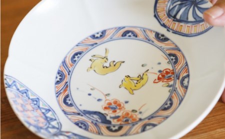 染錦花兎文多用鉢 NAT010 