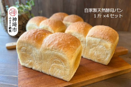 自家製天然酵母の食パン 4斤【パンと器のコネル】(H094123)
